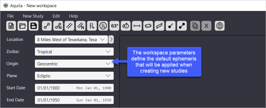 Defining the workspace parameters