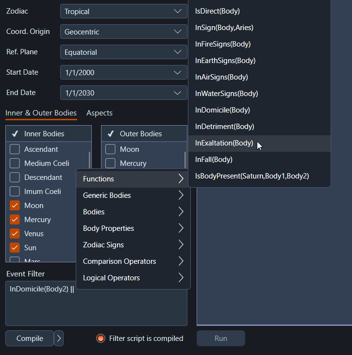 Aquila Event Filter Functions